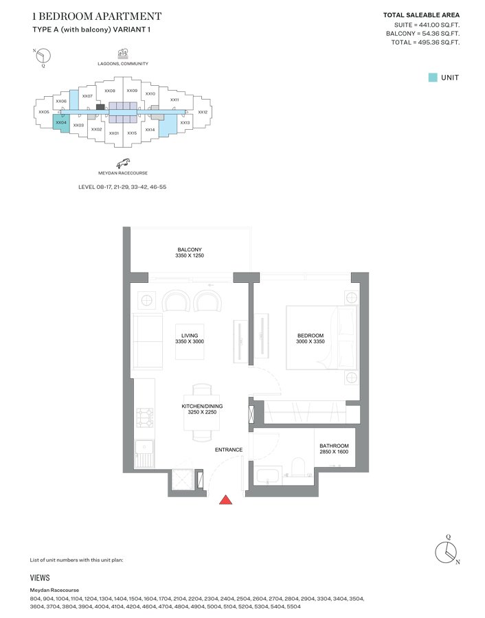 1, 1.5 & 2.5 Bedroom - Floor 1