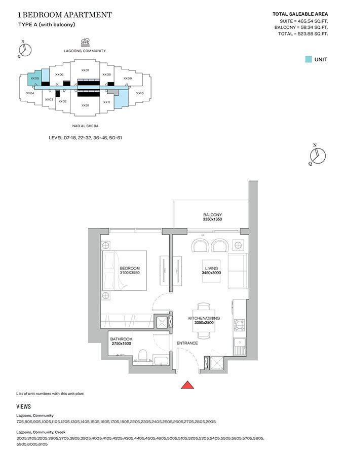 1, 1.5, 2 & 3 Bedroom - Floor 1