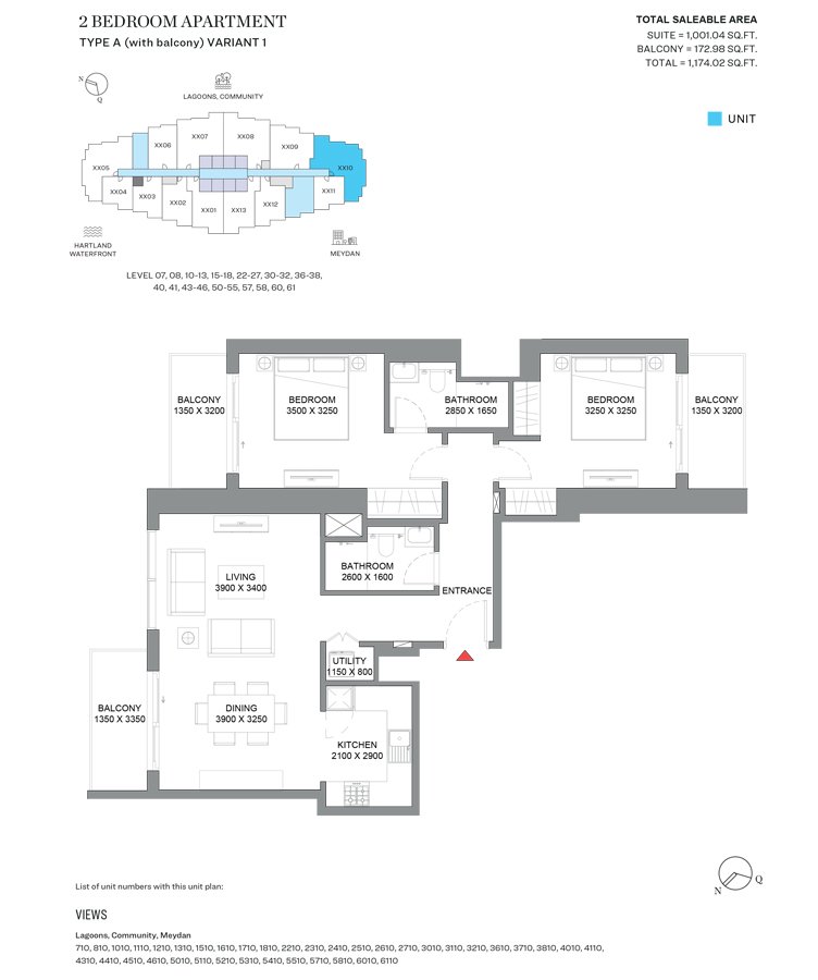 1, 1.5 & 2 Bedroom - Floor 1